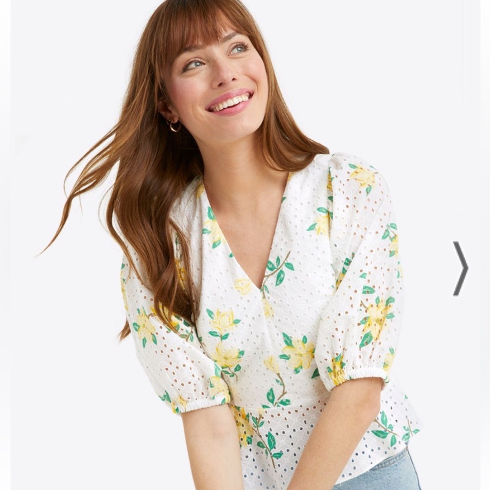 Draper James Terri Tie Back Top in Magnolia Eyelet